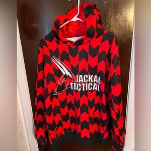 Preowned Red/black jackal tactical paint gun hoodie Large